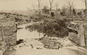 Photo of destroyed stone bridge